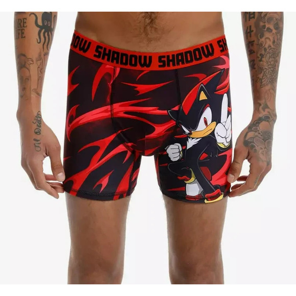 Sega Sonic The Hedgehog SHADOW Boxer Briefs Mens Size Medium Red Black NWT - Picture 2 of 7